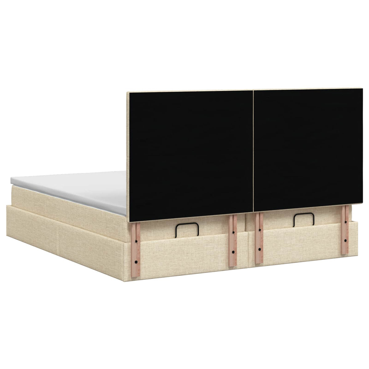 Ottoman seng med madras og LED Cremefarvet 200 x 200 cm Stof