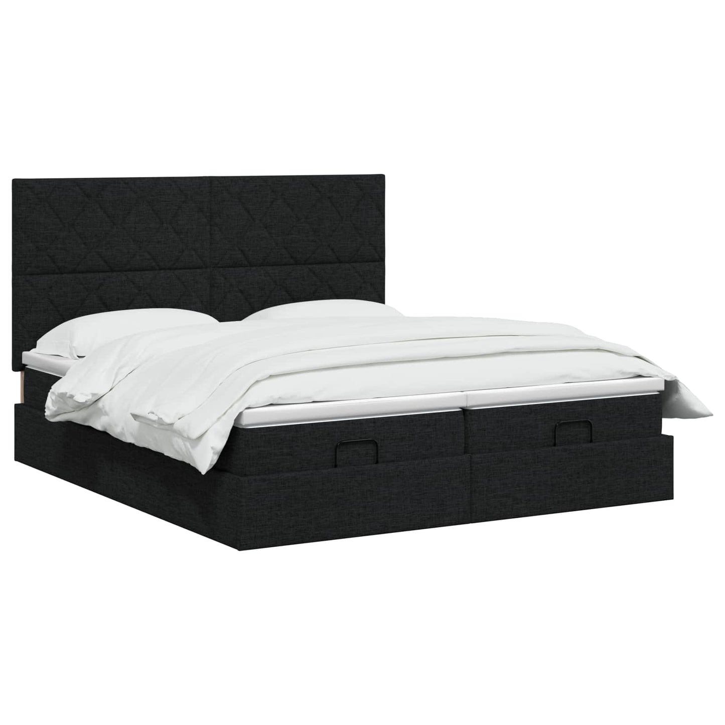 Ottoman seng med madras og LED Sort 160 x 200 cm Stof