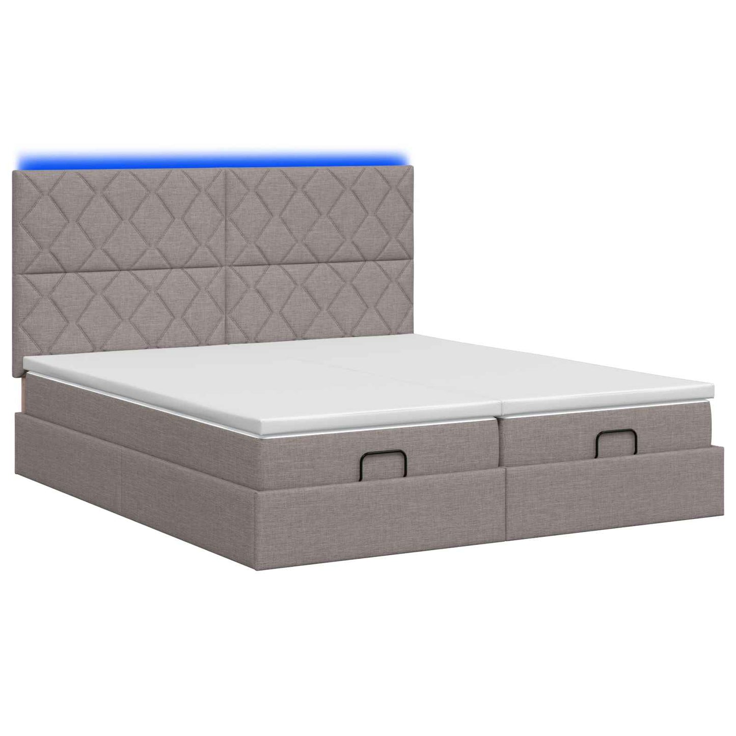 Ottoman seng med madras og LED Gråbrun 160 x 200 cm Stof