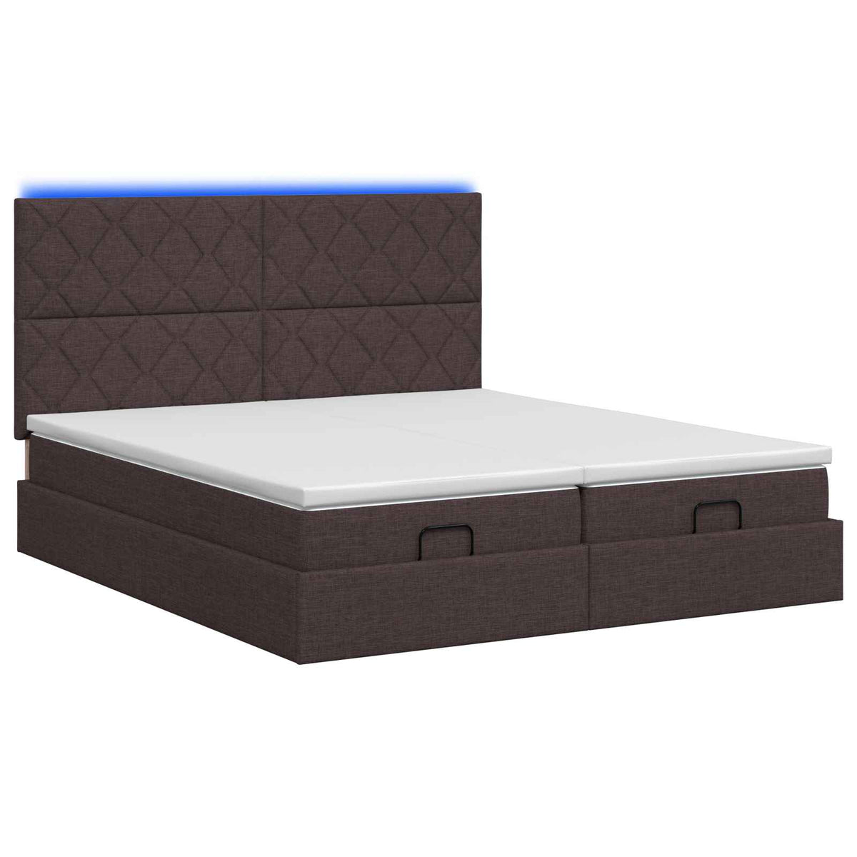 Ottoman seng med madras og LED Mørk Brun 180 x 200 cm Stof
