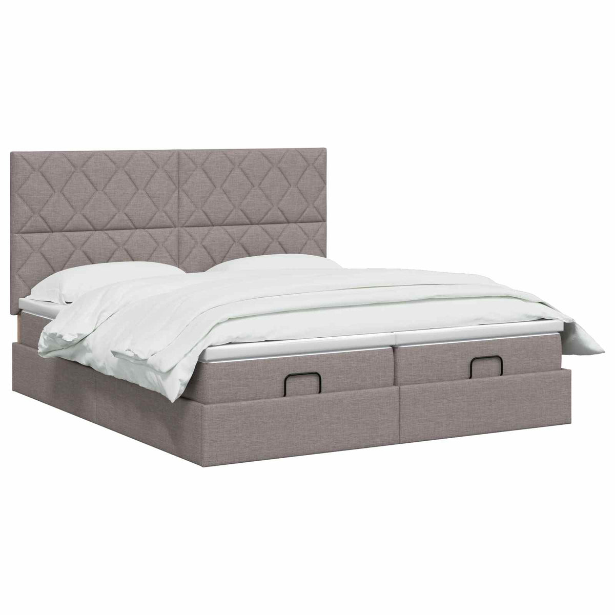 Ottoman seng med madras og LED Gråbrun 180 x 200 cm Stof