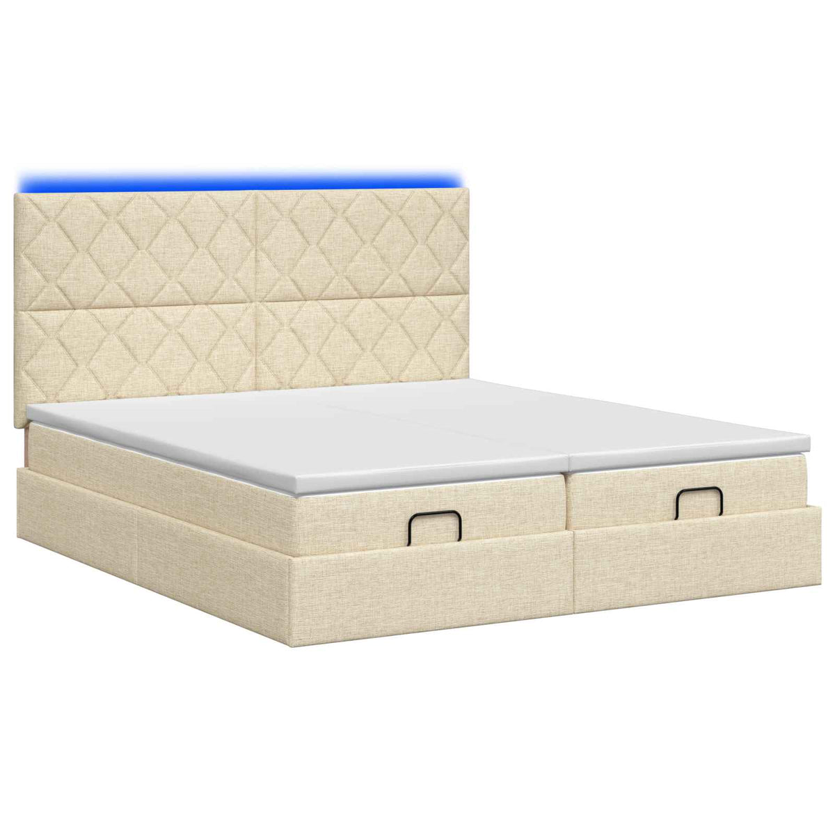 Ottoman seng med madras og LED Cremefarvet 180 x 200 cm Stof