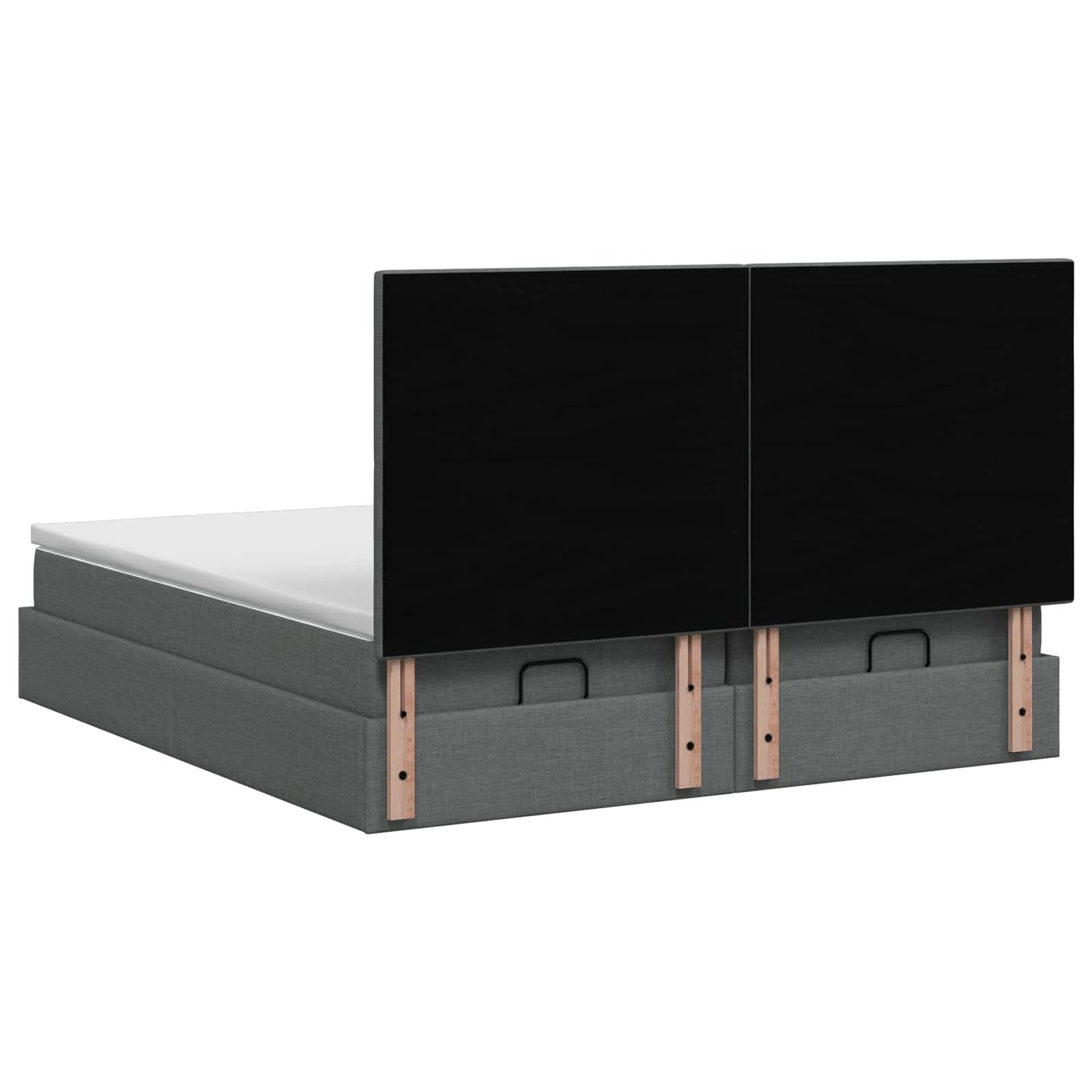 Ottoman seng med madras og LED Mørkegrå 200 x 200 cm Stof