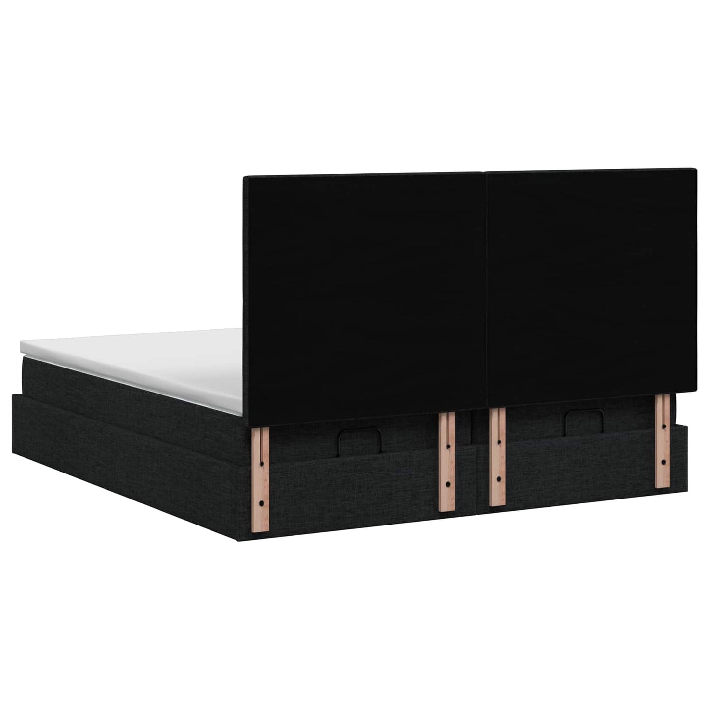 Ottoman seng med madras og LED Sort 200 x 200 cm Stof