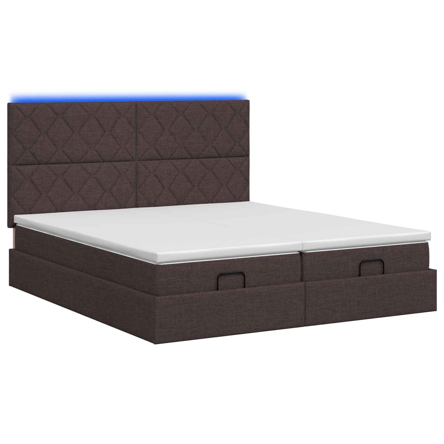 Ottoman seng med madras og LED Mørk Brun 200 x 200 cm Stof