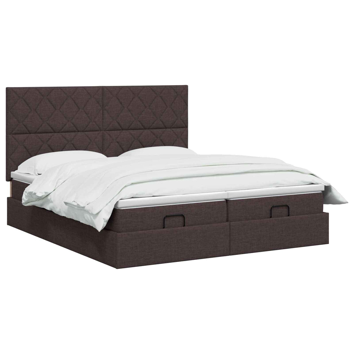 Ottoman seng med madras og LED Mørk Brun 200 x 200 cm Stof