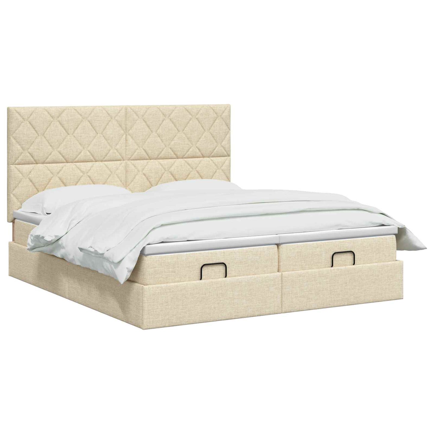 Ottoman seng med madras og LED Cremefarvet 200 x 200 cm Stof
