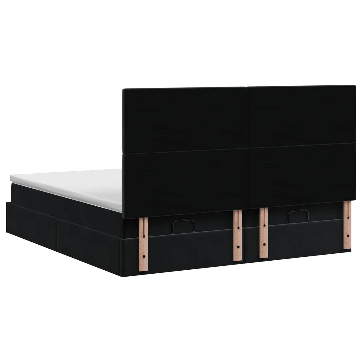 Ottoman seng med madras og LED Sort 200 x 200 cm Velour