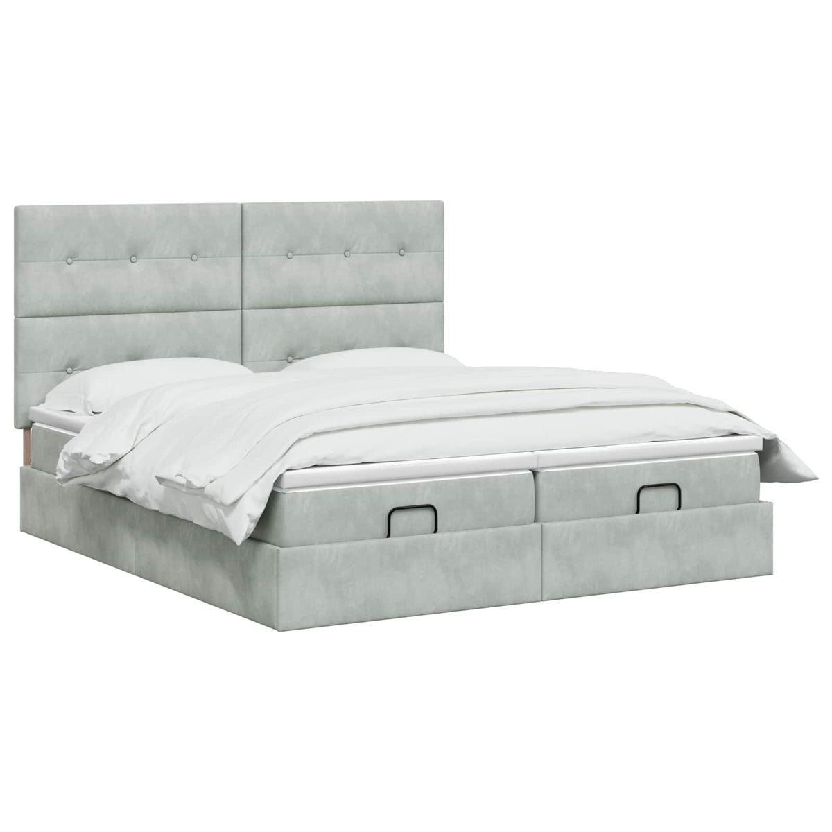 Ottoman seng med madras og LED Lysegrå 180 x 200 cm Velour