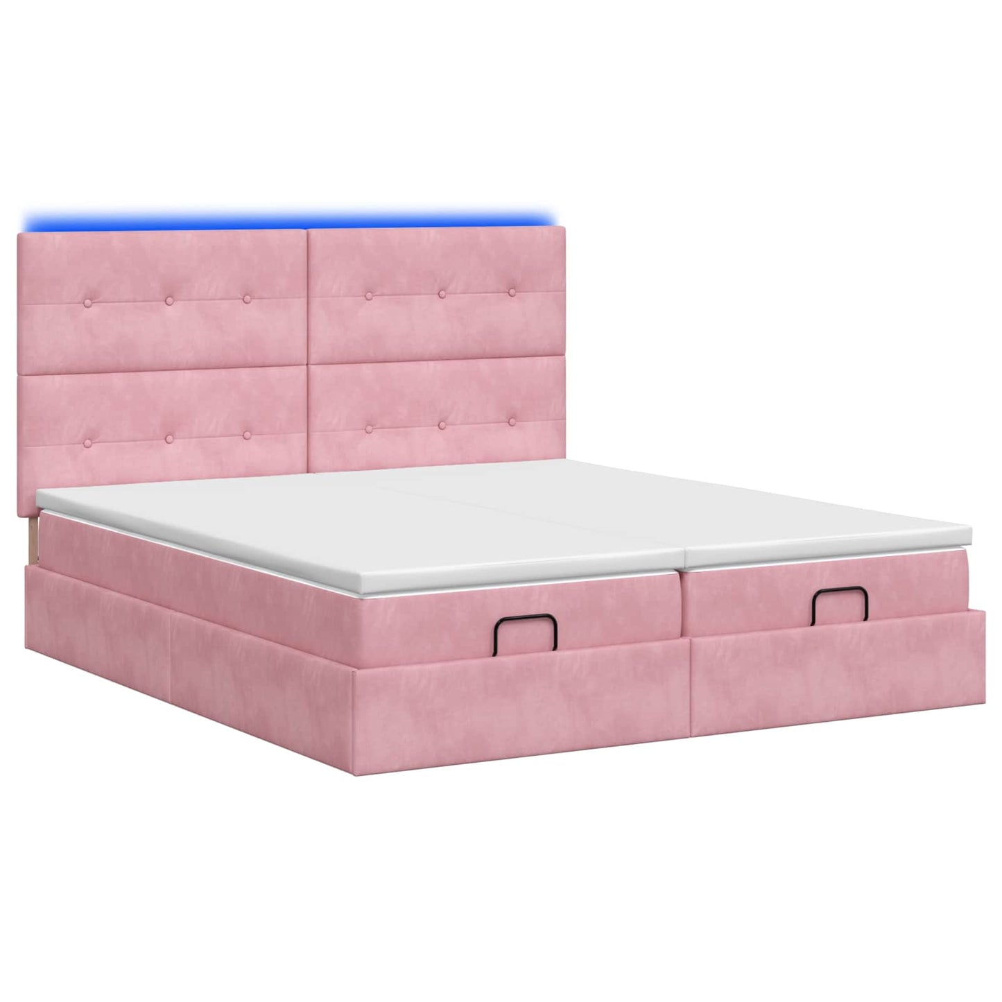 Ottoman seng med madras og LED Lyserød 200 x 200 cm Velour