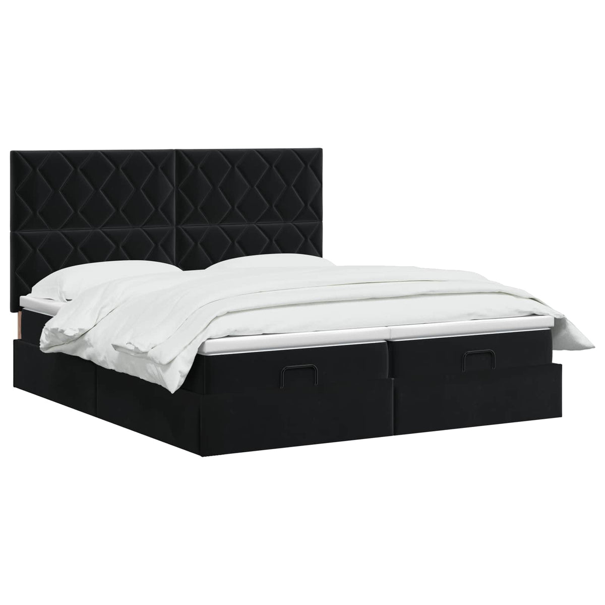 Ottoman seng med madras og LED Sort 160 x 200 cm Velour