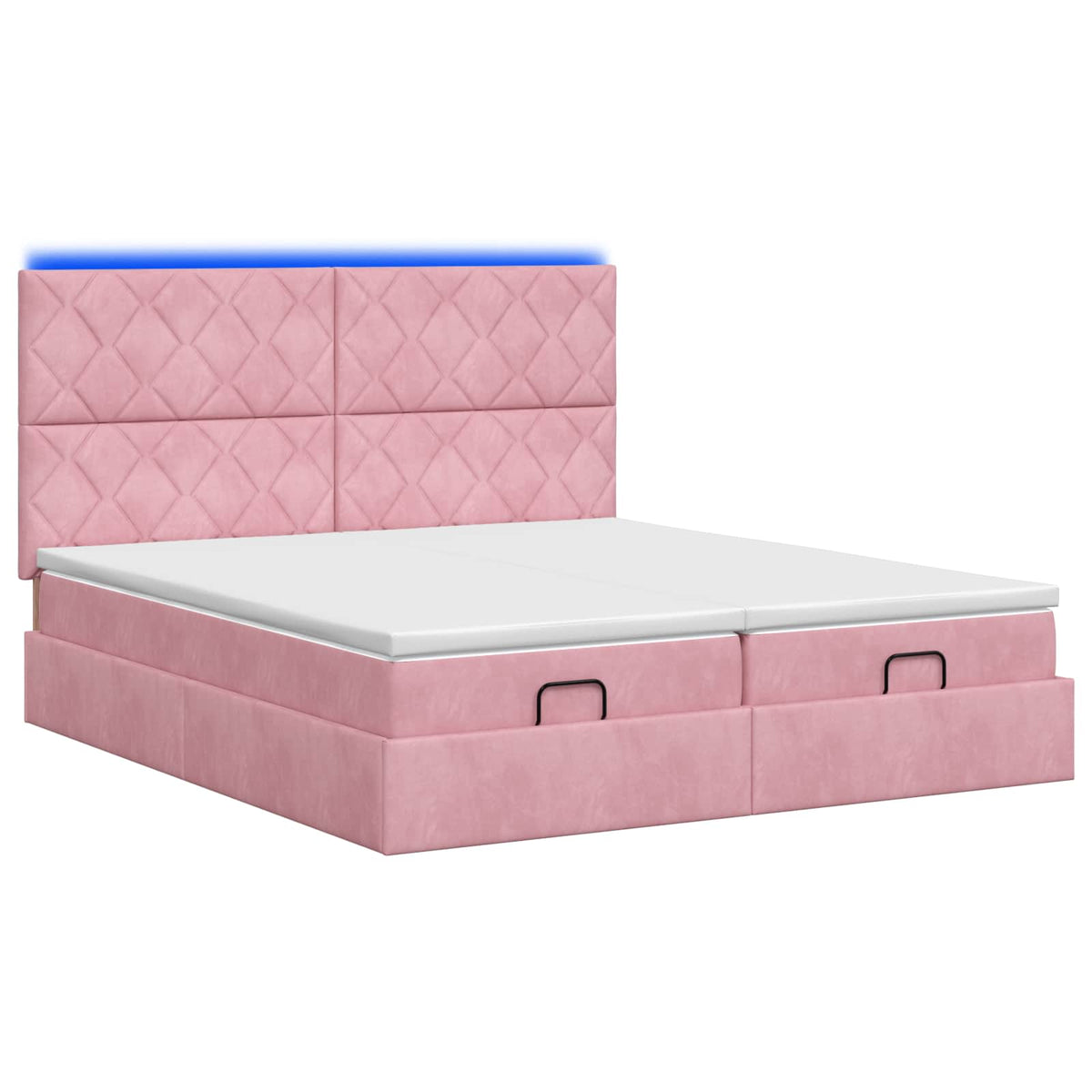 Ottoman seng med madras og LED Lyserød 160 x 200 cm Velour