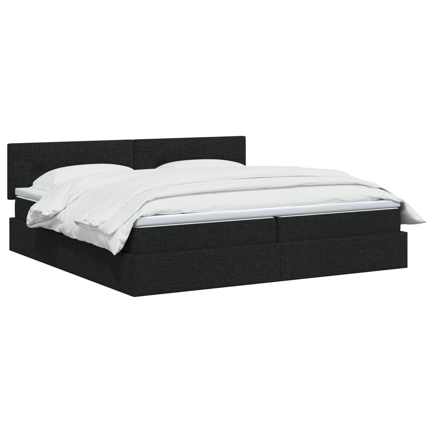 Seng med opbevaring og madras Sort 200 x 200 cm Fløjl
