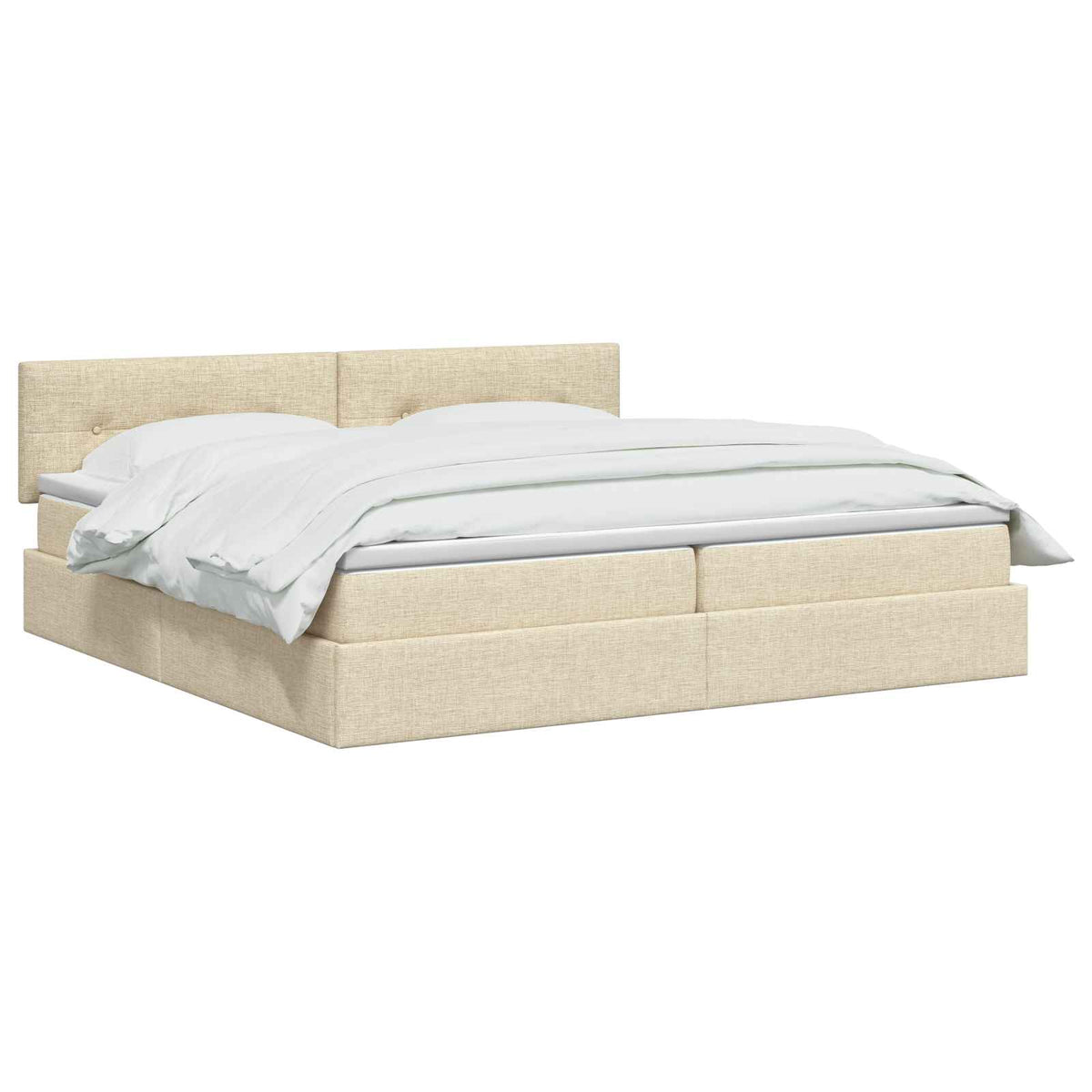 Seng med opbevaring og madras Cremefarvet 200 x 200 cm Fløjl