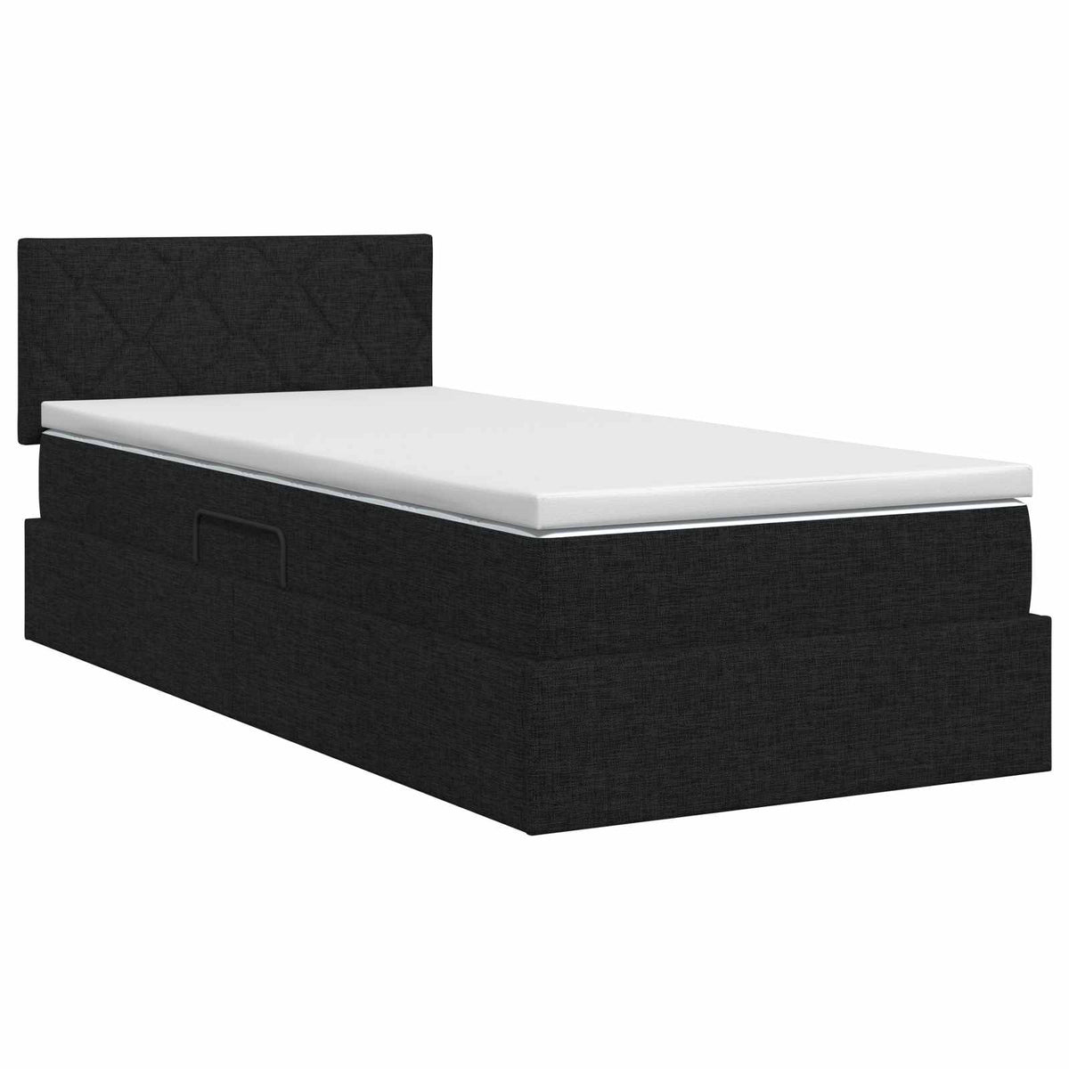 Seng med opbevaring og madras Sort 90 x 190 cm Fløjl