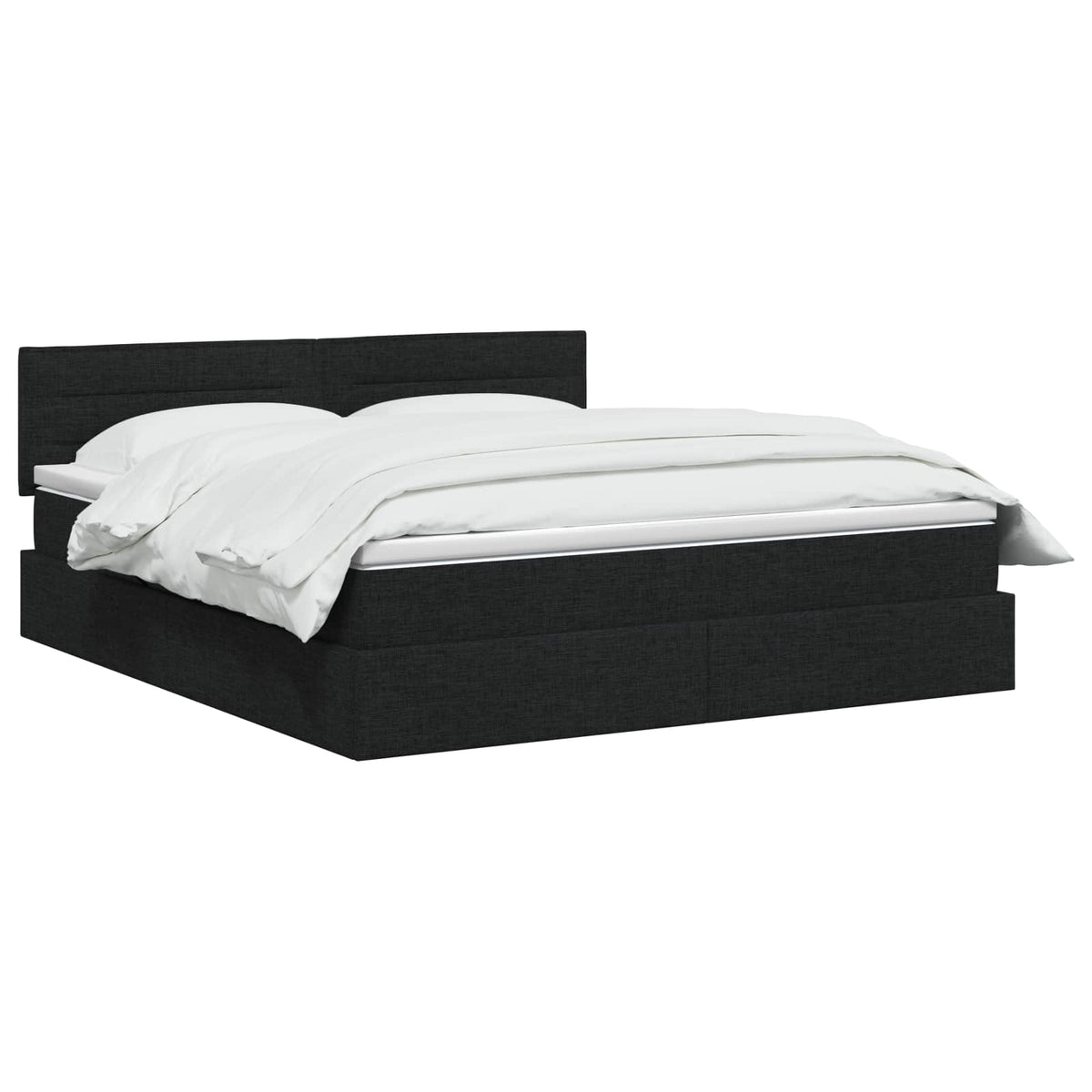 LED opbevarings seng med madras Sort 140 x 190 cm Stof
