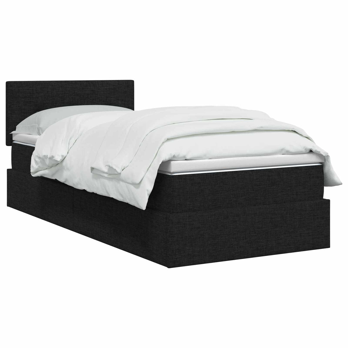 LED opbevarings seng med madras Sort 90 x 190 cm Stof