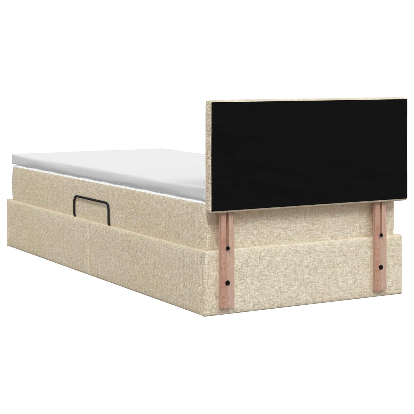 LED opbevarings seng med madras Cremefarvet 90 x 200 cm Stof