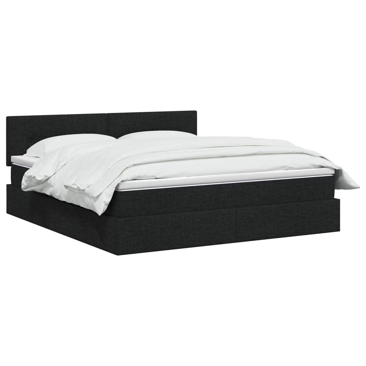 LED opbevarings seng med madras Sort 140 x 190 cm Stof