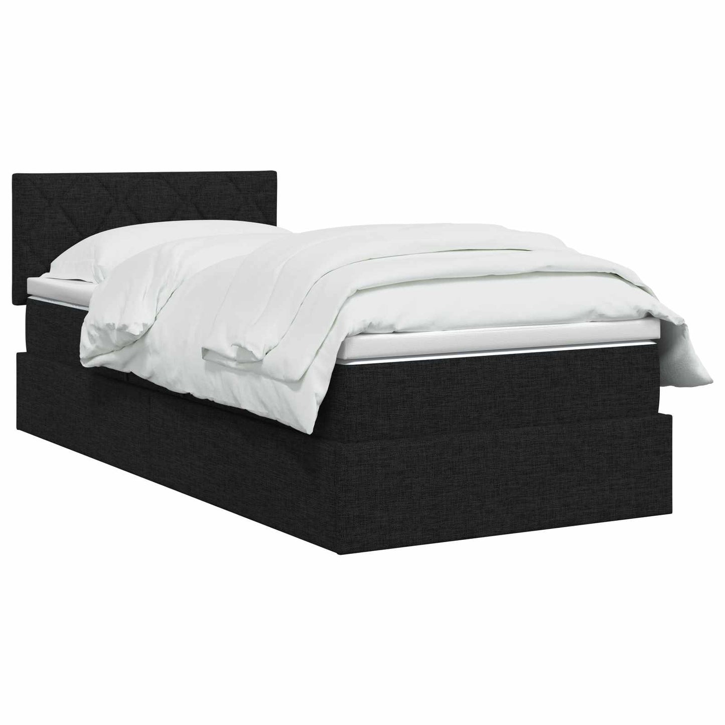 LED opbevarings seng med madras Sort 90 x 200 cm Stof