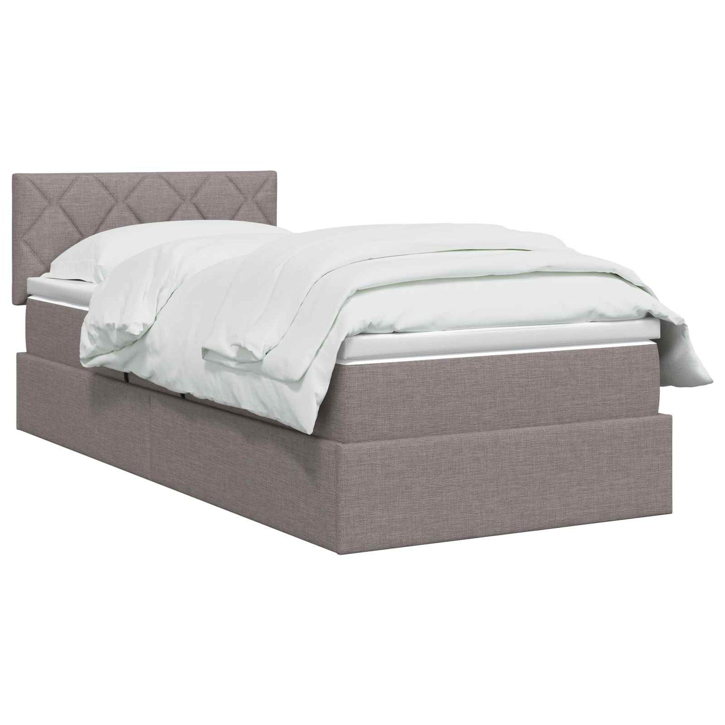 LED opbevarings seng med madras Gråbrun 90 x 200 cm Stof