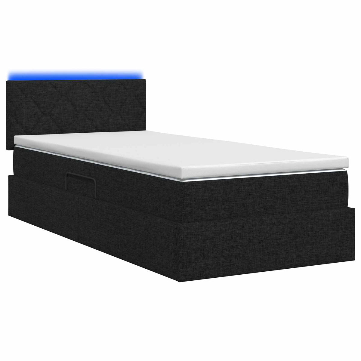 LED opbevarings seng med madras Sort 100 x 200 cm Stof