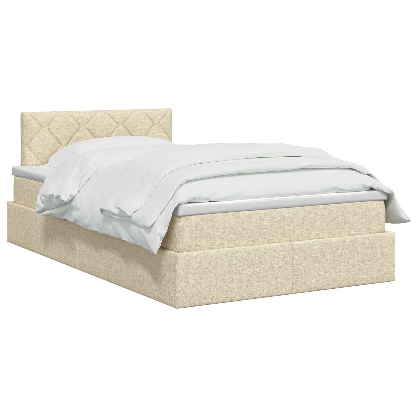 LED opbevarings seng med madras Cremefarvet 120 x 190 cm Stof