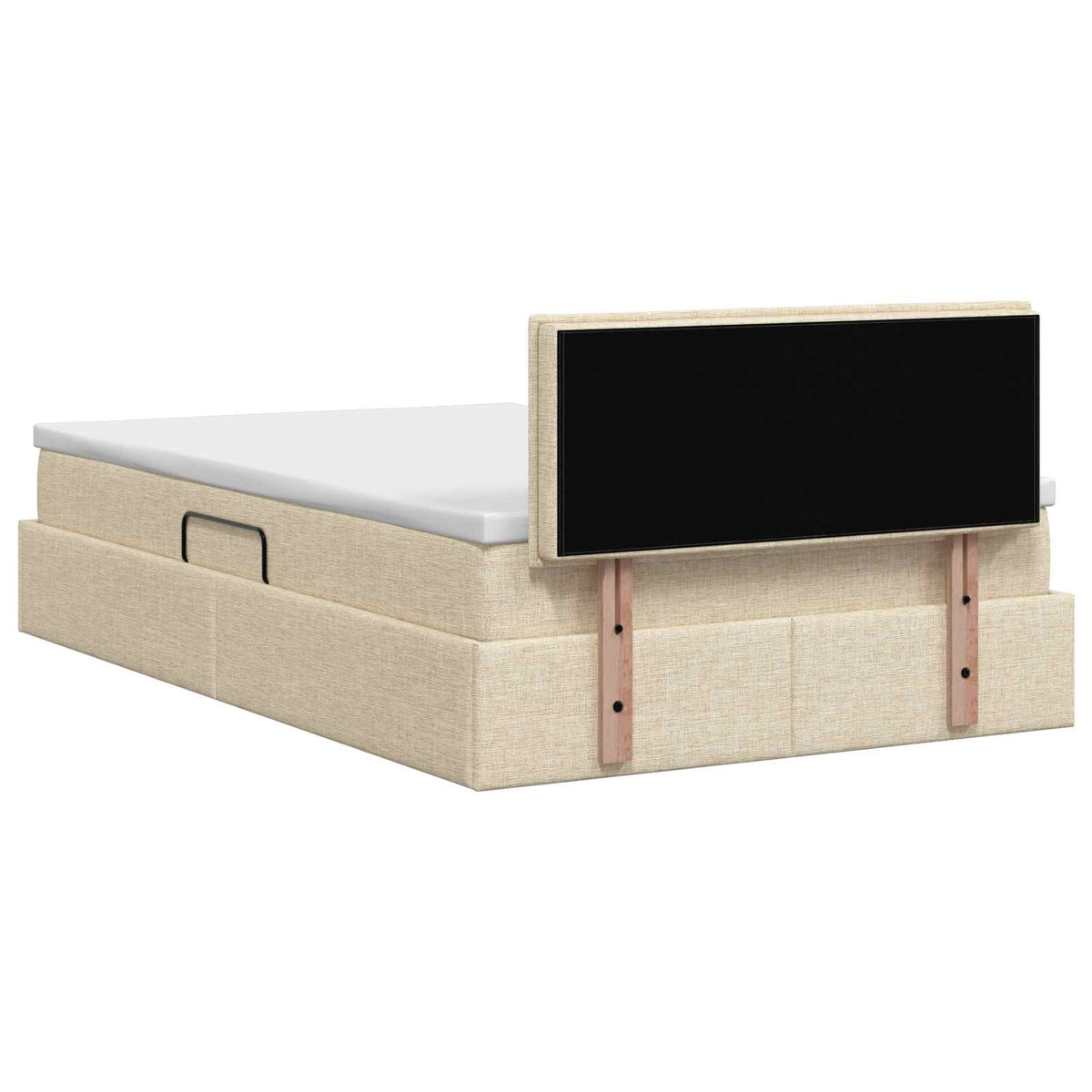 LED opbevarings seng med madras Cremefarvet 120 x 200 cm Stof