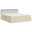 LED opbevarings seng med madras Cremefarvet 180 x 200 cm Stof