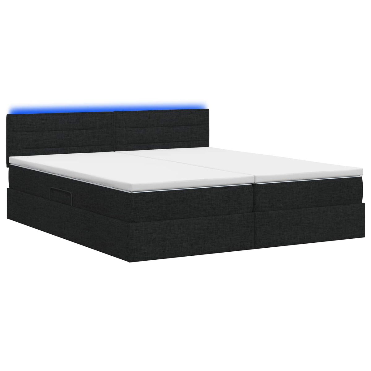 LED opbevarings seng med madras Sort 200 x 200 cm Stof