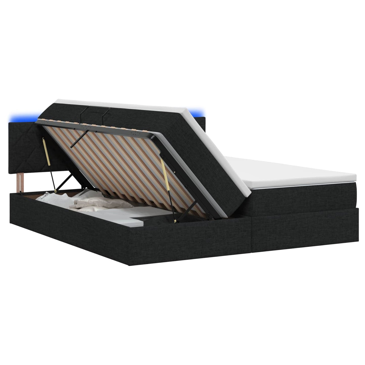 LED opbevarings seng med madras Sort 180 x 200 cm Stof