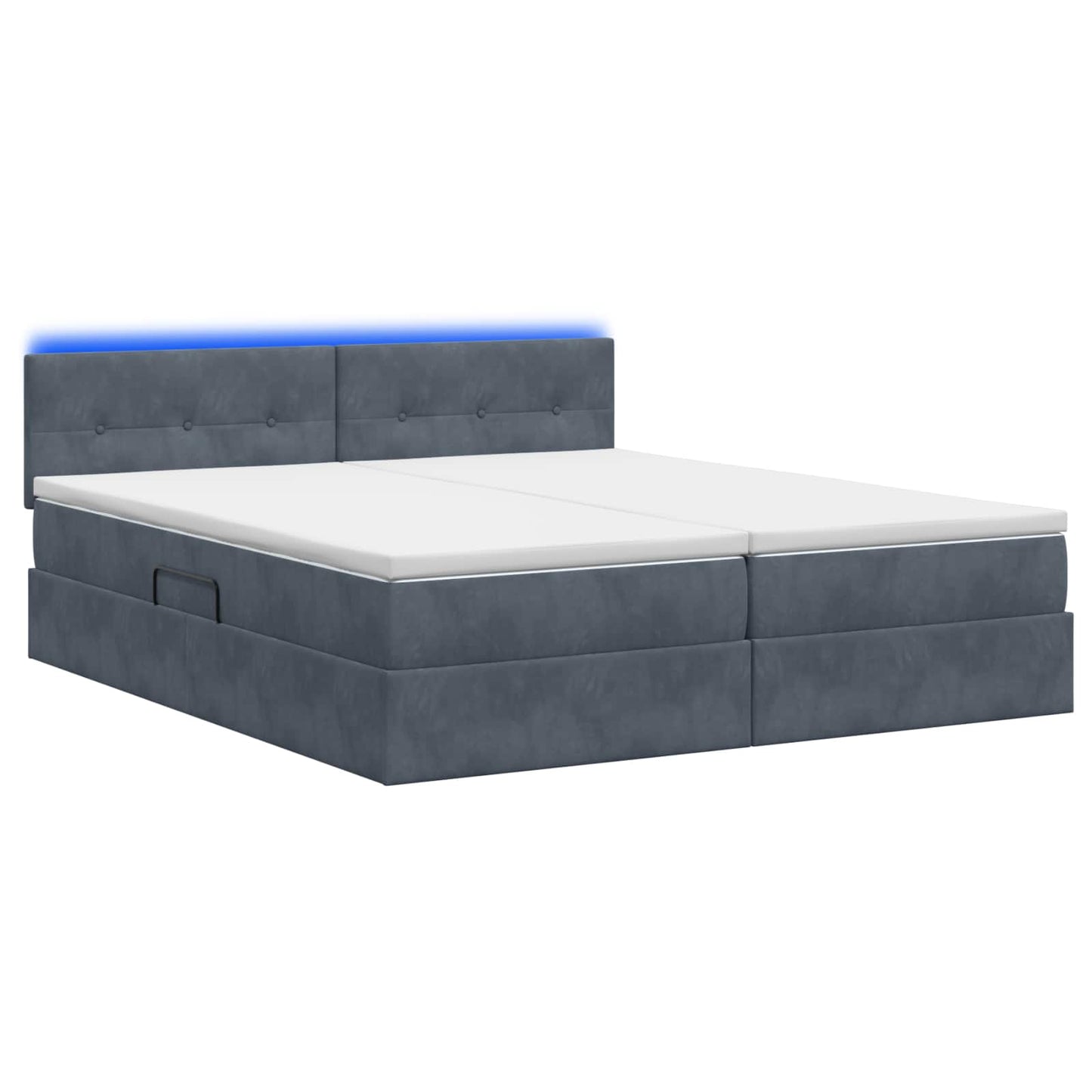 LED opbevarings seng med madras Mørkegrå 180 x 200 cm Fløjl