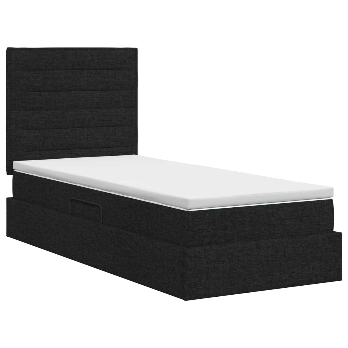 Seng med opbevaring og madras Sort 90 x 190 cm Stof