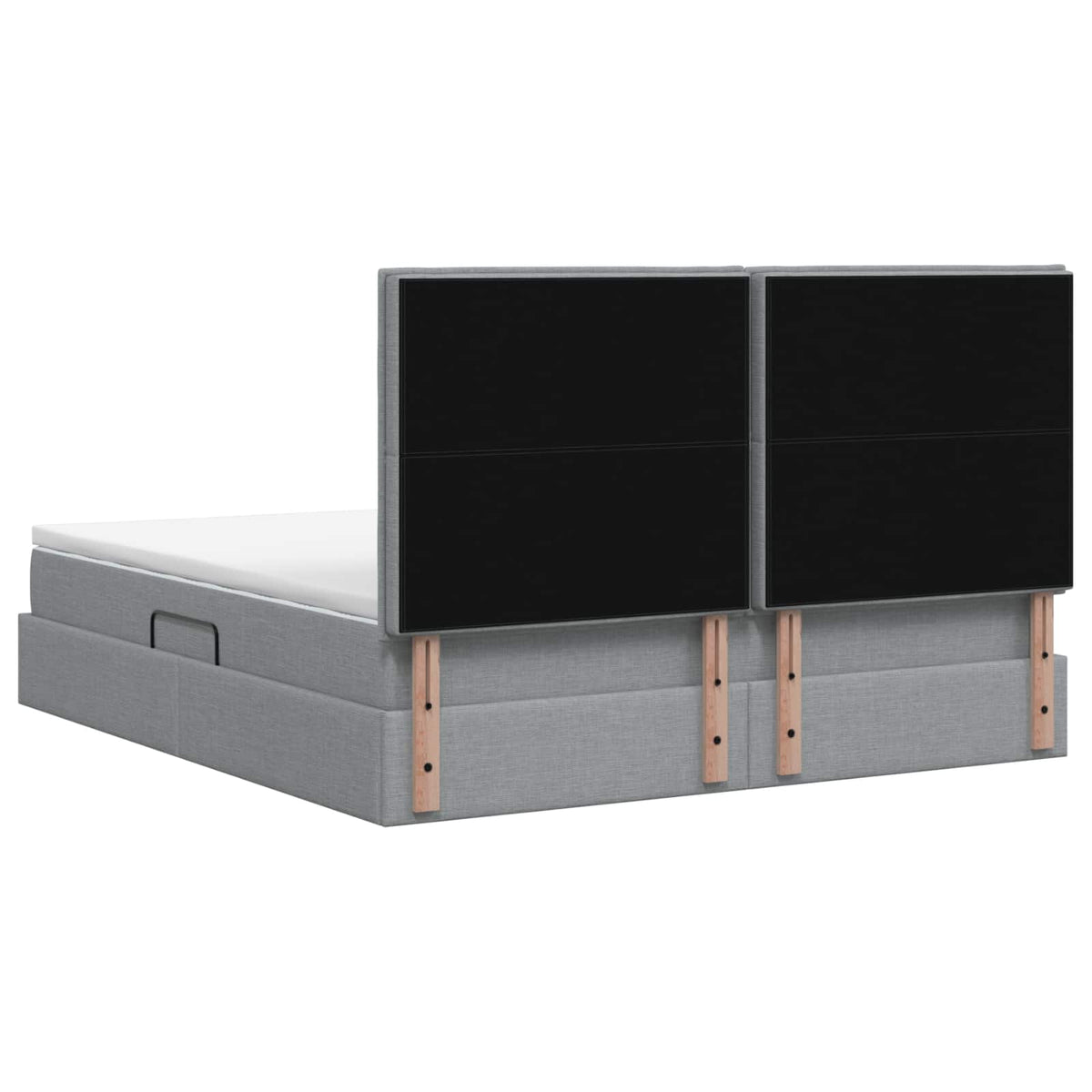Seng med opbevaring og madras Lysegrå 140 x 190 cm Stof