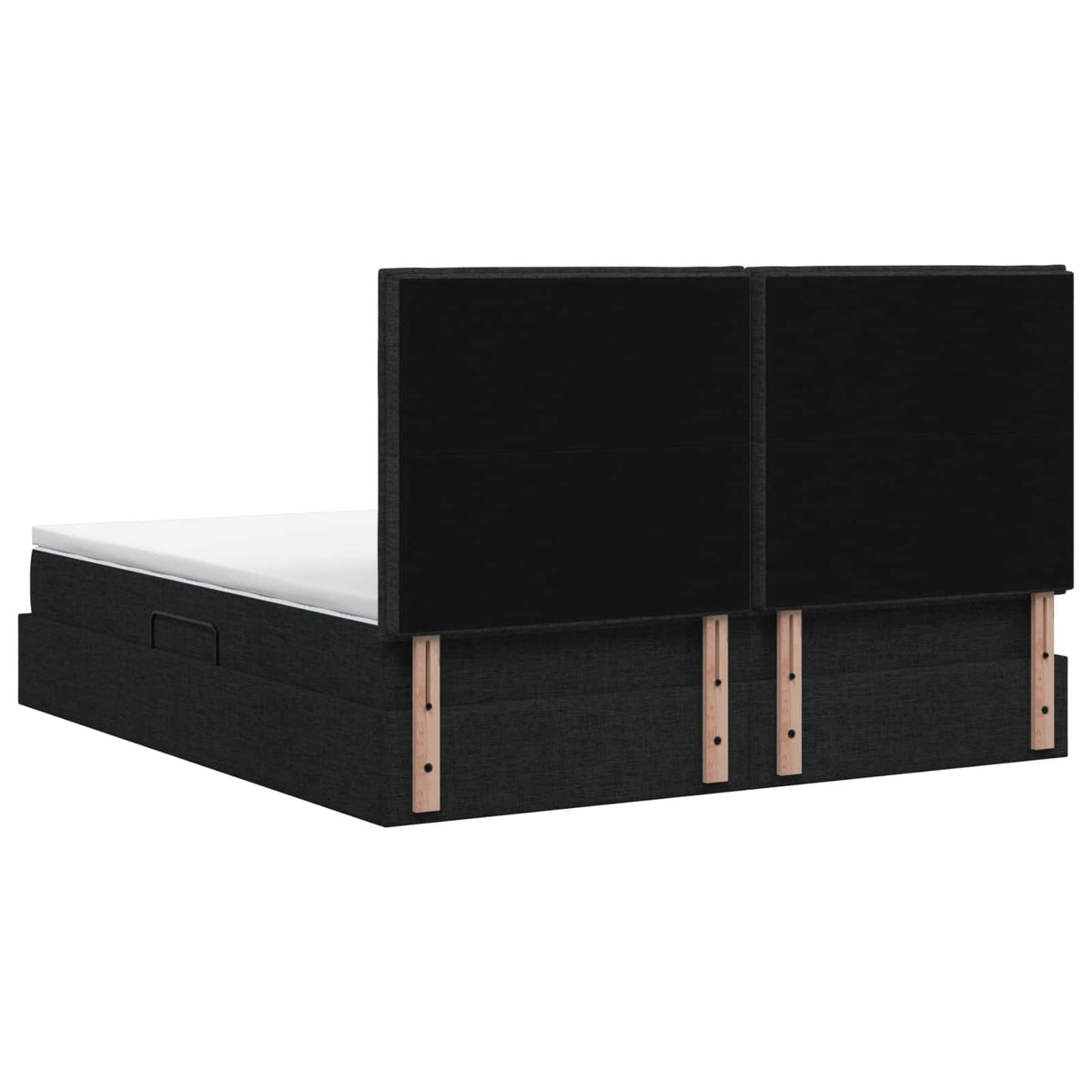 Seng med opbevaring og madras Sort 140 x 200 cm Stof