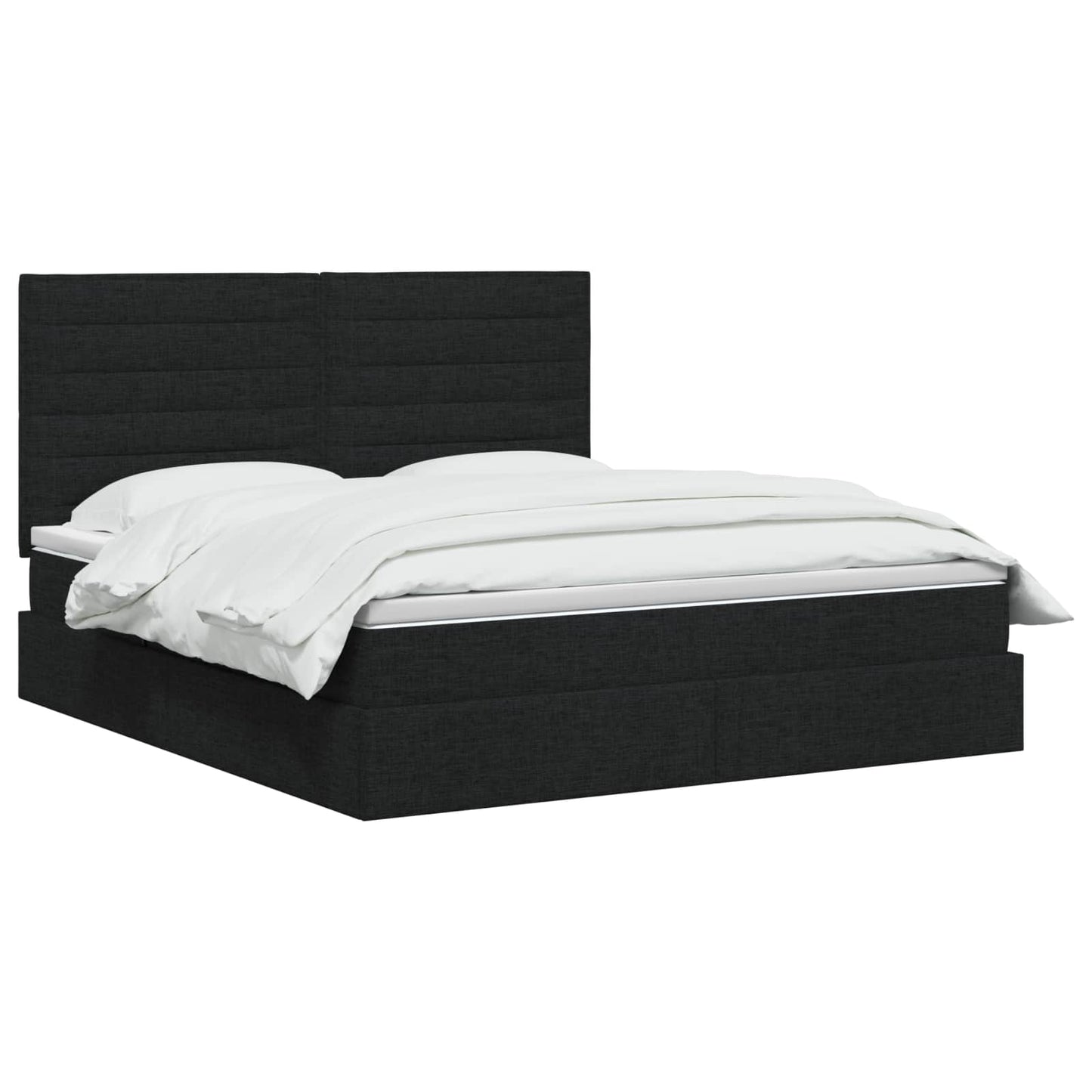 Seng med opbevaring og madras Sort 140 x 200 cm Stof