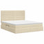 Seng med opbevaring og madras Cremefarvet 140 x 200 cm Stof