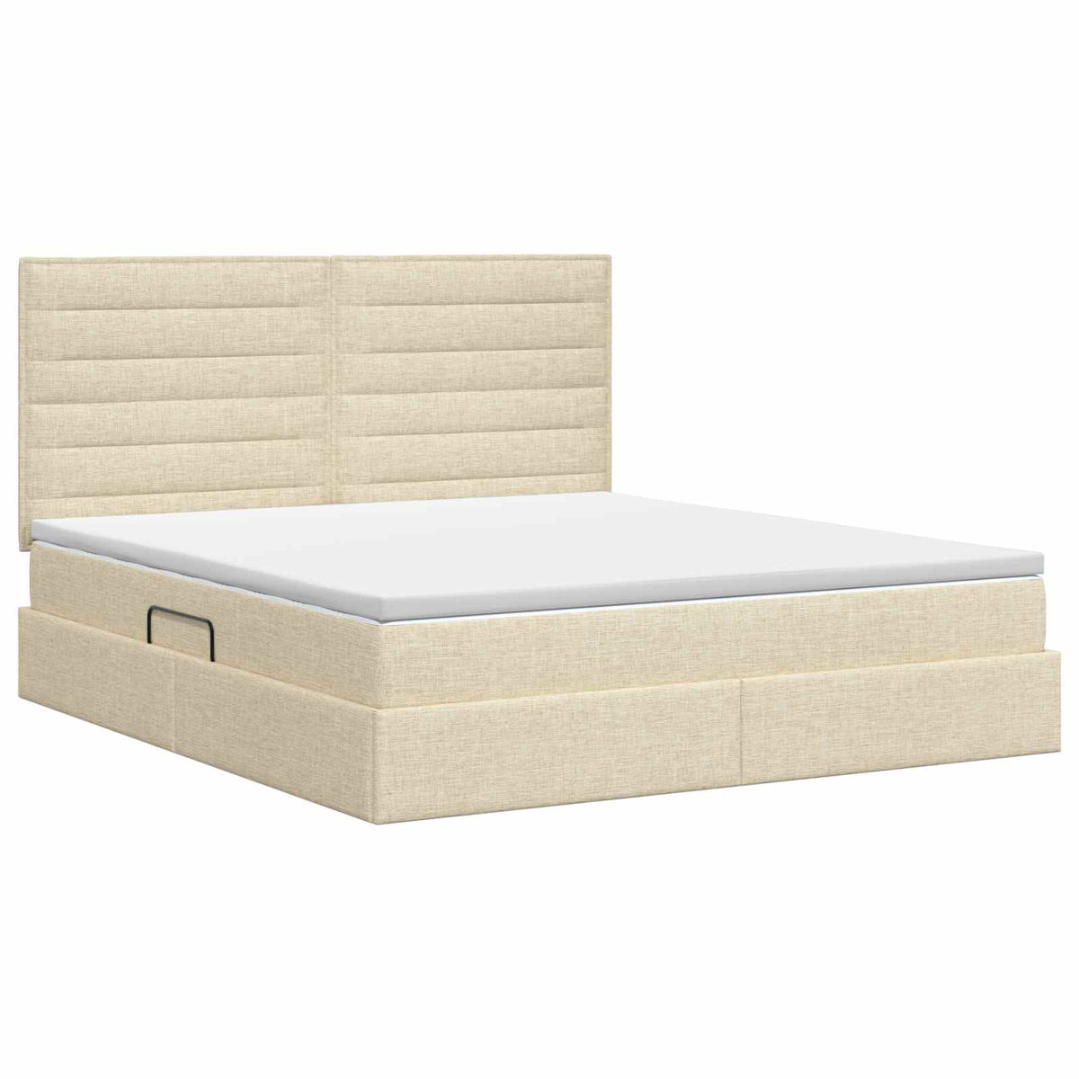 Seng med opbevaring og madras Cremefarvet 140 x 200 cm Stof