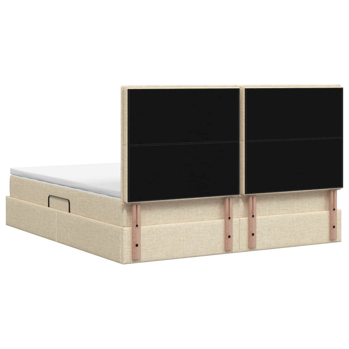Seng med opbevaring og madras Cremefarvet 140 x 200 cm Stof