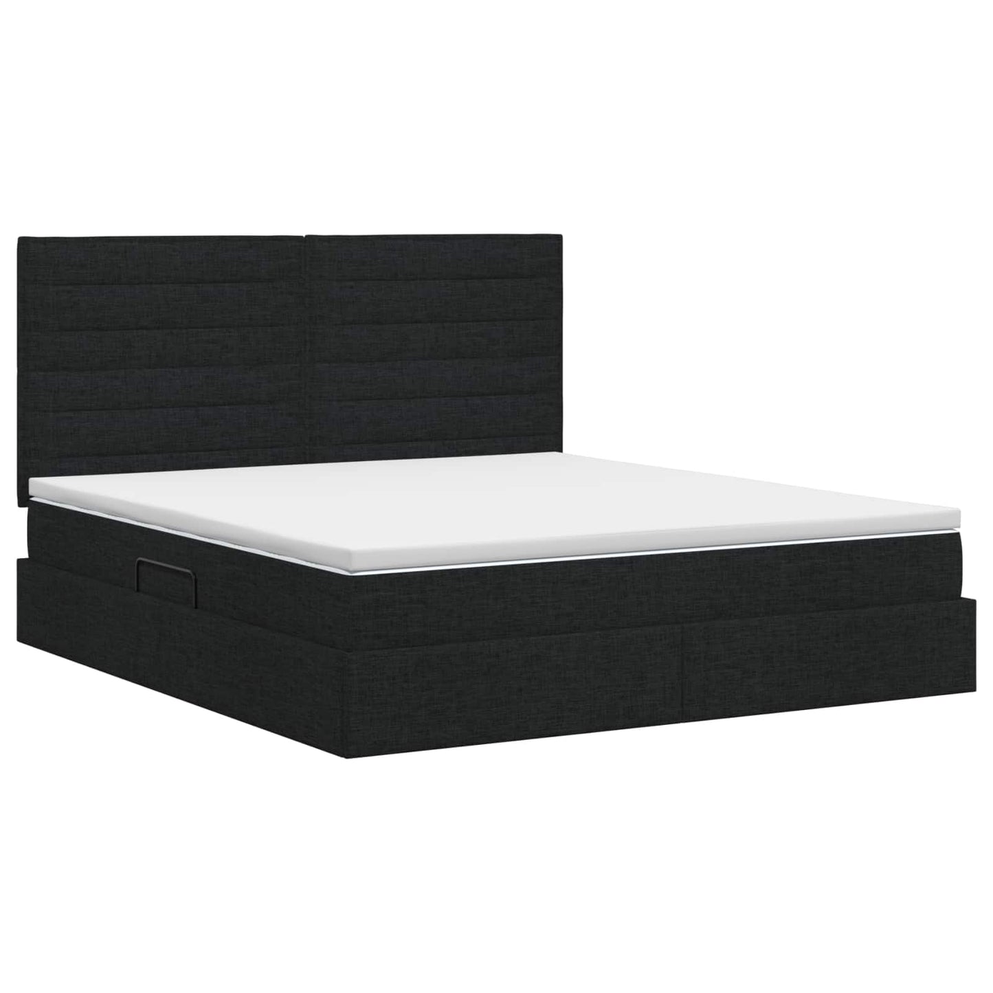 Seng med opbevaring og madras Sort 160 x 200 cm Stof