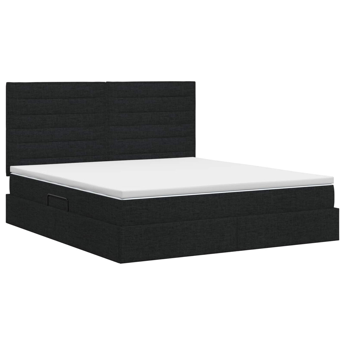 Seng med opbevaring og madras Sort 180 x 200 cm Stof