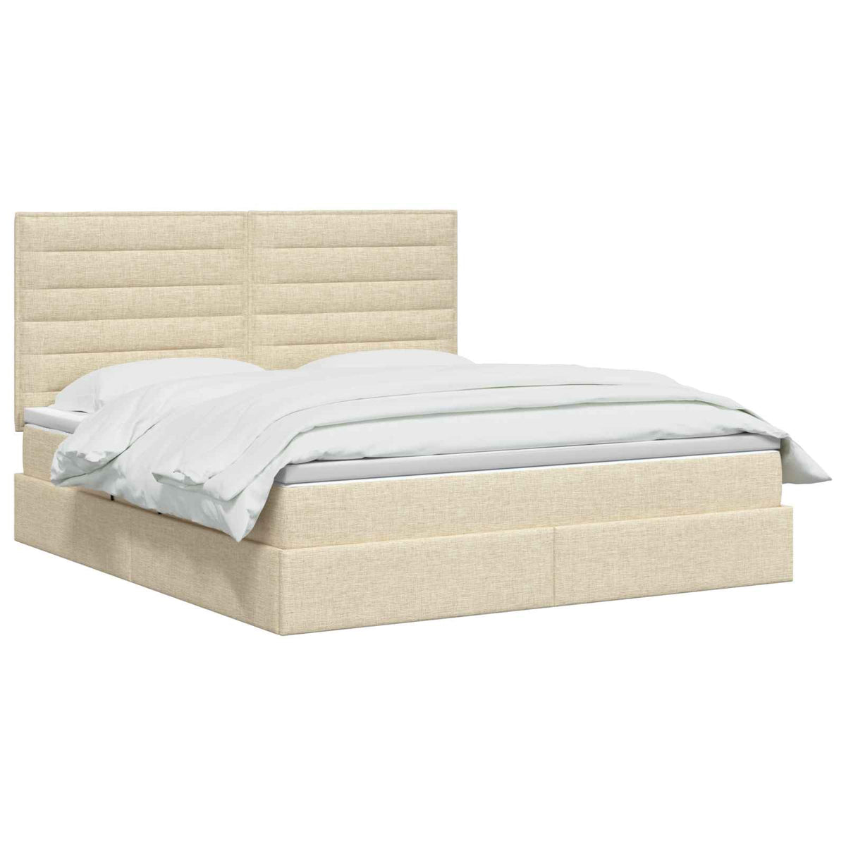 Seng med opbevaring og madras Cremefarvet 180 x 200 cm Stof