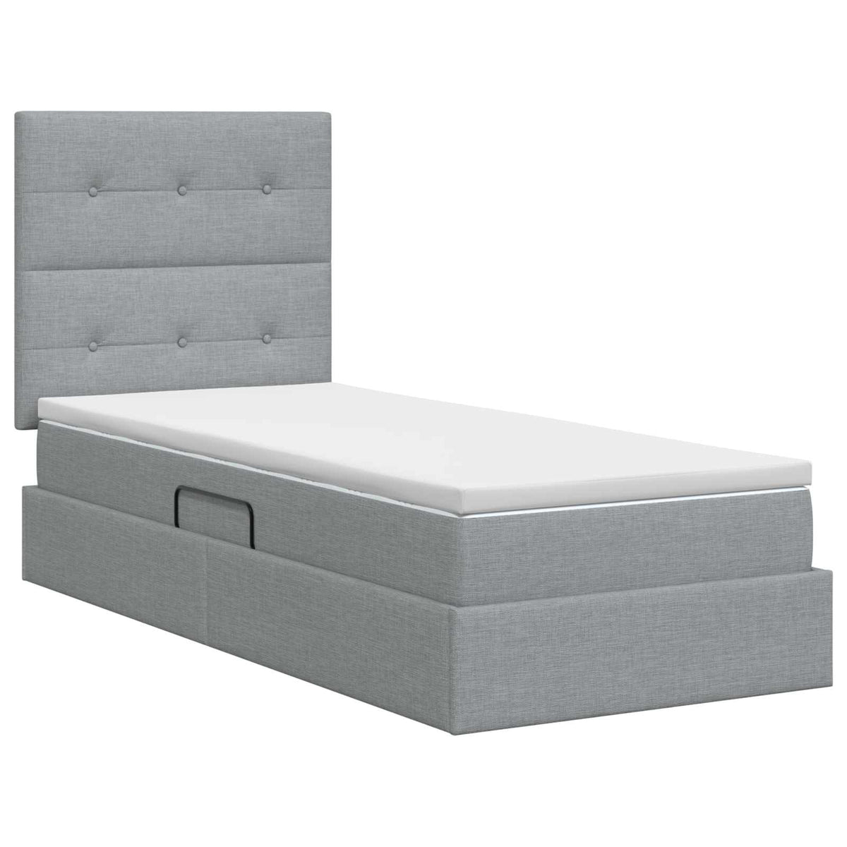Seng med opbevaring og madras Lysegrå 90 x 190 cm Stof
