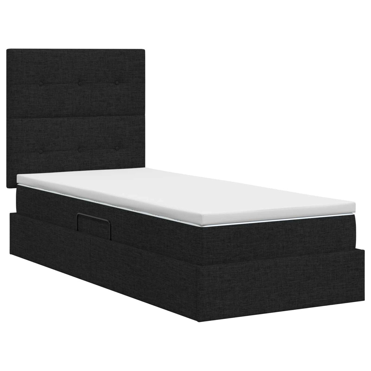 Seng med opbevaring og madras Sort 90 x 190 cm Stof