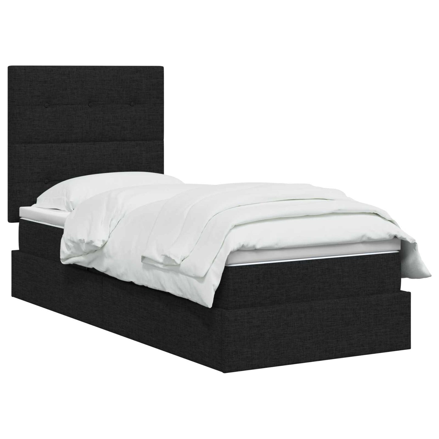 Seng med opbevaring og madras Sort 100 x 200 cm Stof