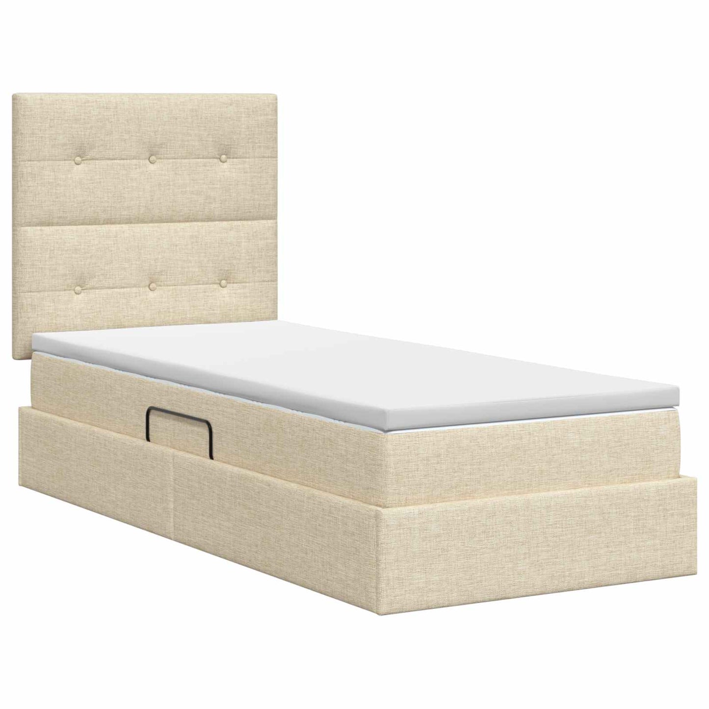 Seng med opbevaring og madras Cremefarvet 100 x 200 cm Stof