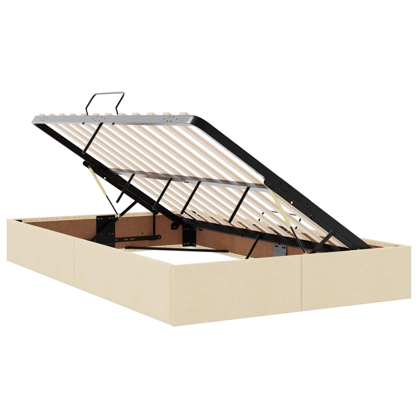 Seng med opbevaring og madras Cremefarvet 120 x 200 cm Stof