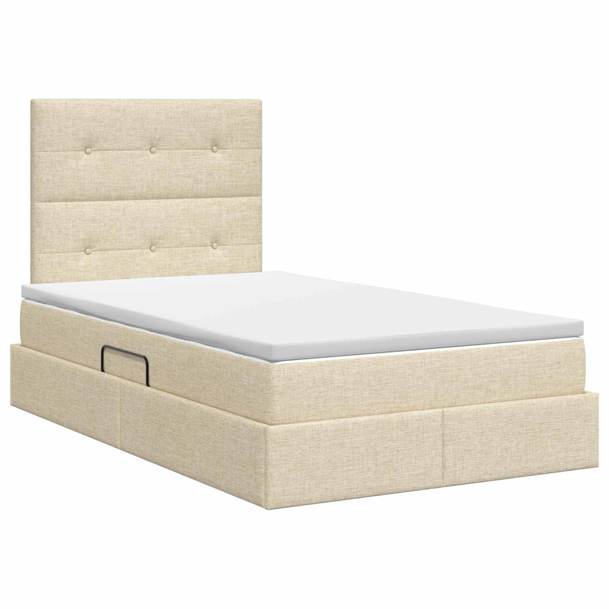 Seng med opbevaring og madras Cremefarvet 120 x 200 cm Stof