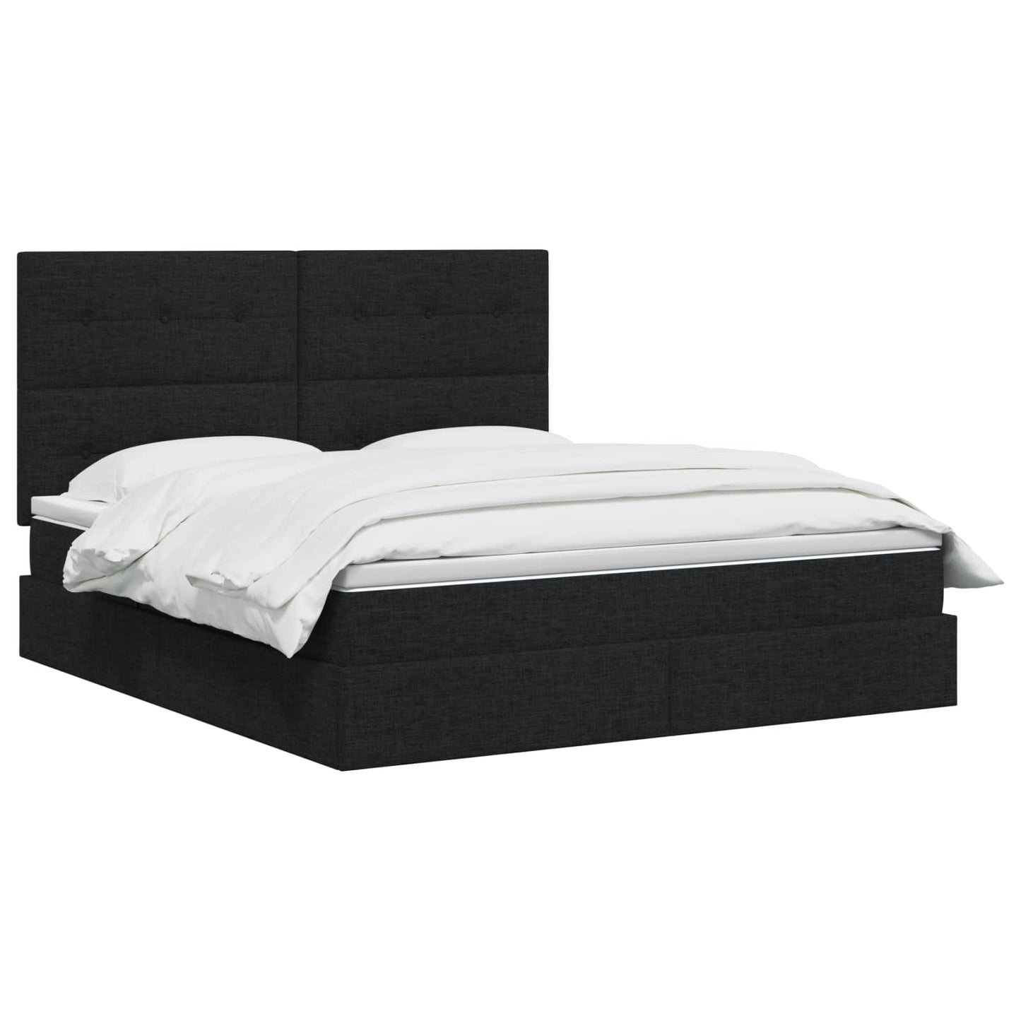 Seng med opbevaring og madras Sort 160 x 200 cm Stof