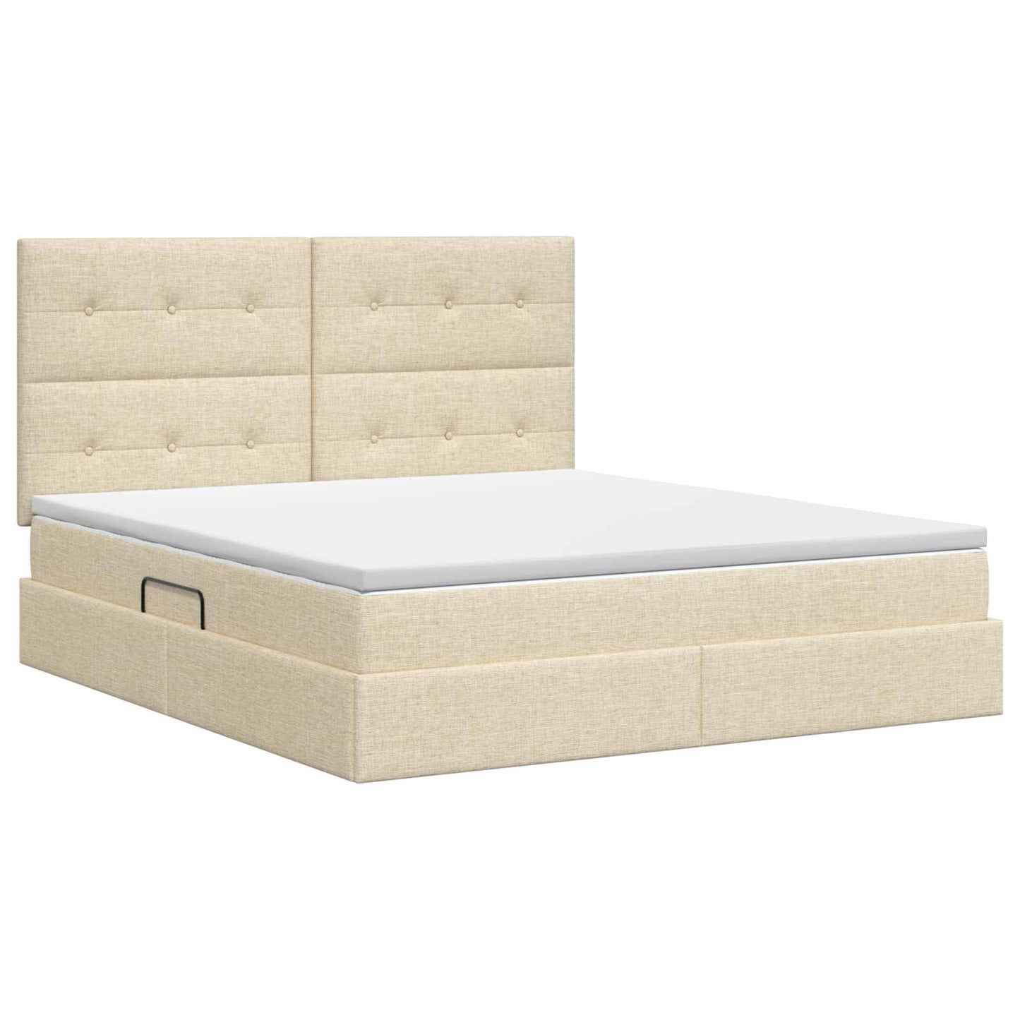 Seng med opbevaring og madras Cremefarvet 160 x 200 cm Stof